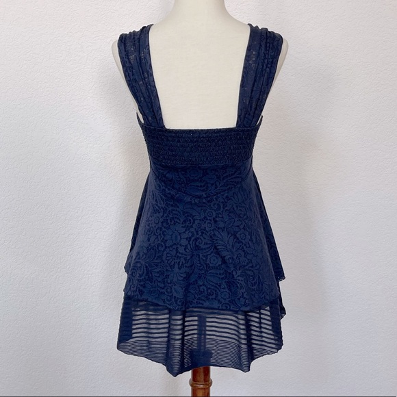 NWOT Free People navy embellished burnout knit top - Picture 4 of 4